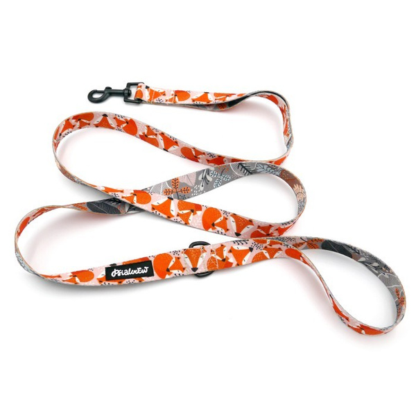 Smycz spacerowa miejska dla Psa w liski Foxy Lady, szerokość 2,5 cm, czarny karabińczyk  6cm