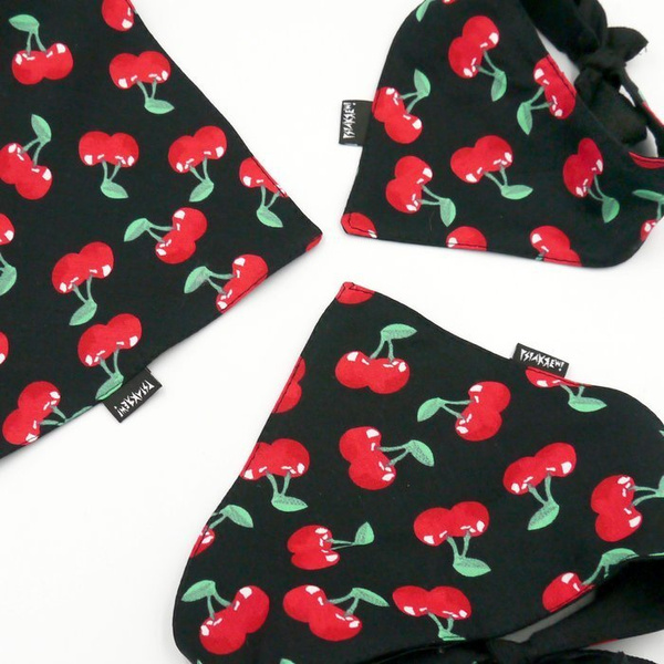 Dog Bandana Cherries handkerchief style to tie around your pet’s neck