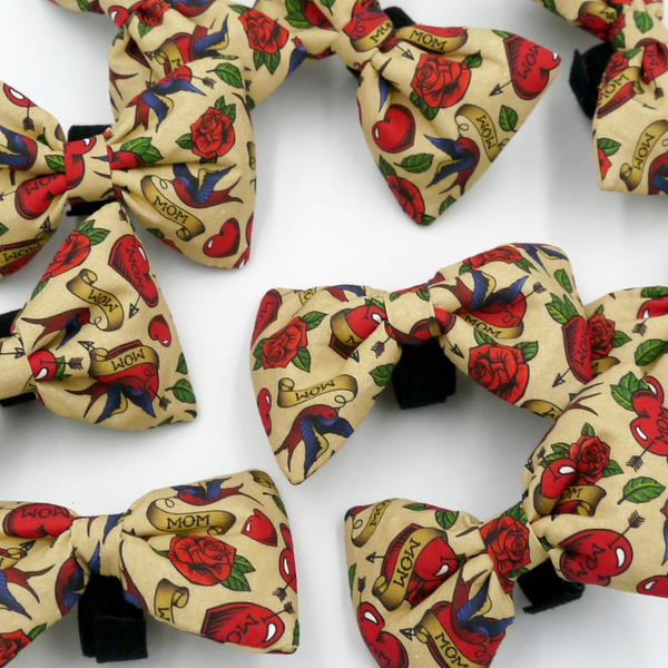 Dog Bow Tie Love Mom Tattoo Psiakrew, Pet Bow Tie, Bowtie, Collar Attachment