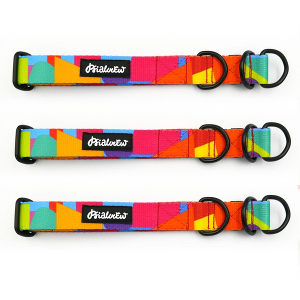 Halb-Klemmhalsband Kaleidoskop Psiakrew , 2,5 cm breit, für mittelgroße und größere Hunde, Schwarz-Beschläge, Psiakrew
