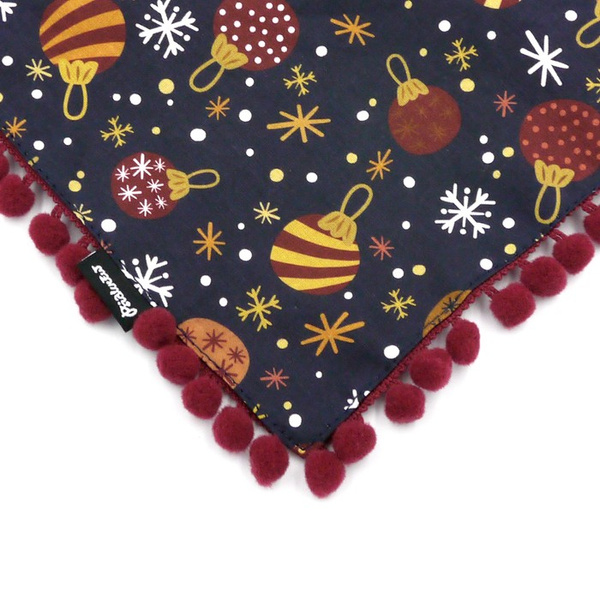 Weihnachtsbandana für einen Hund mit Blasenspritzern Psiakrew, gebundener Schal, marineblau mit Bommeln