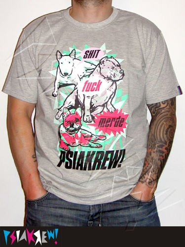 Men's T-shirt Shit Fuck Merde, Dogs Bull Terrier, French Bulldog, Pit Bull