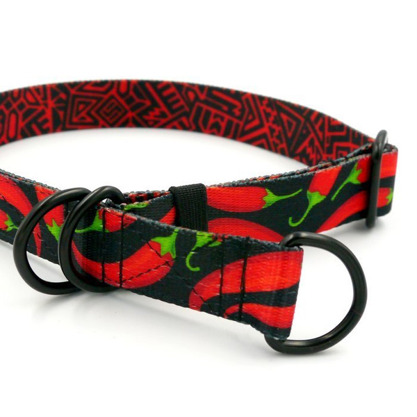 Half-choke collar Red Hot Chili, 2.5 cm wide, medium and big dogs, black extras