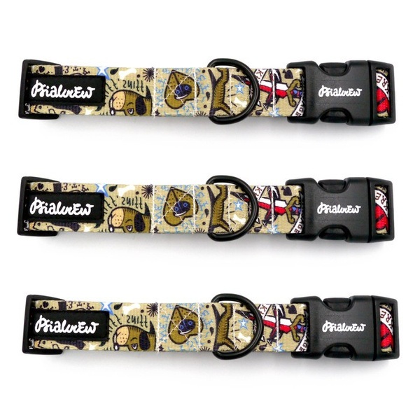 Hundehalsband Psiakrew Dog Tattoo Flash 2,5 cm breit, schwarze Extras