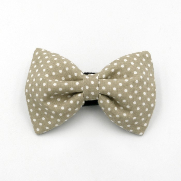 Beige and white polka dot Dog Bow Tie Sernik, Pet Bow Tie, Bowtie, Collar Attachment