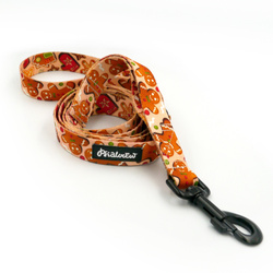 Dog Leash Cinnamon Gingerbread Psiakrew width 2.5 cm, 1"  wide, big black snap hook 8 cm