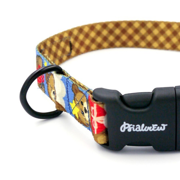 Dog Collar Teddy Bear Psiakrew 2.5 cm 1" wide, black fittings
