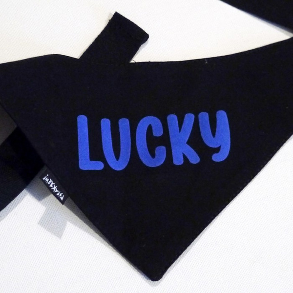 Bandana with the name of the Dog Psiakrew, personalized tied handkerchief, black bandana scarf