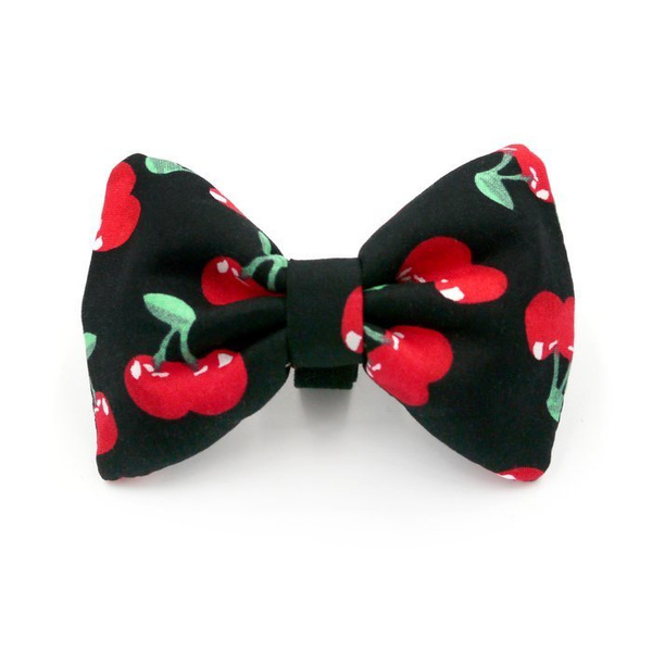 Black Dog Bow Tie Cherry, Pet Bow Tie, Bowtie, Collar Attachment