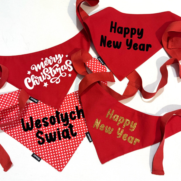 Red Bandana with black lettering Wesołych Świąt Psiakrew