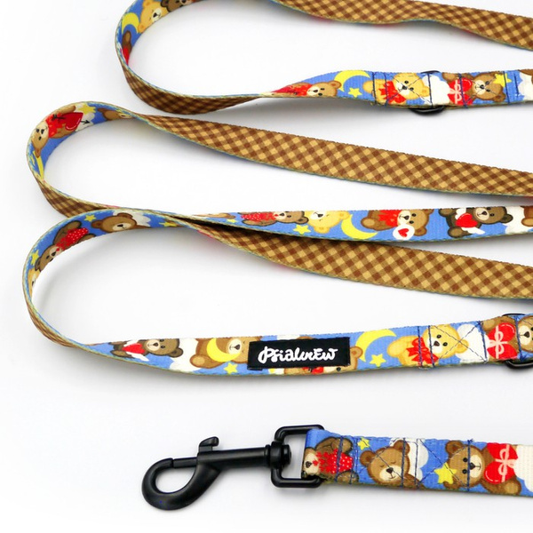 Hundeleine, lang, abnehmbar, verstellbar Teddy Bear Psiakrew, Breite 2 cm, Karabiner schwarz 7 cm