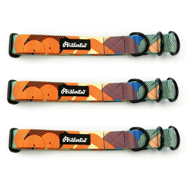 Halb-Klemmhalsband- Geo Snake, 2,5 cm breit, für mittelgroße und größere Hunde, Schwarz-Beschläge, Psiakrew