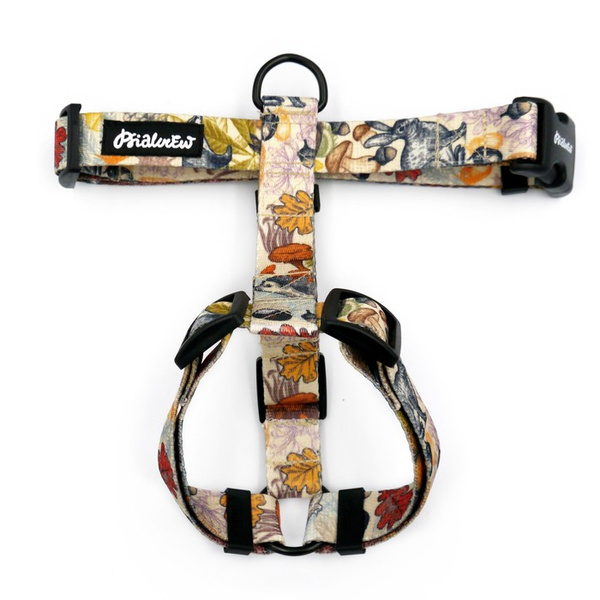 Hundegeschirr Forest Treasures Psiakrew, mittlere und größere Hunde, 2,5 cm Gurtband, schwarze Beschläge