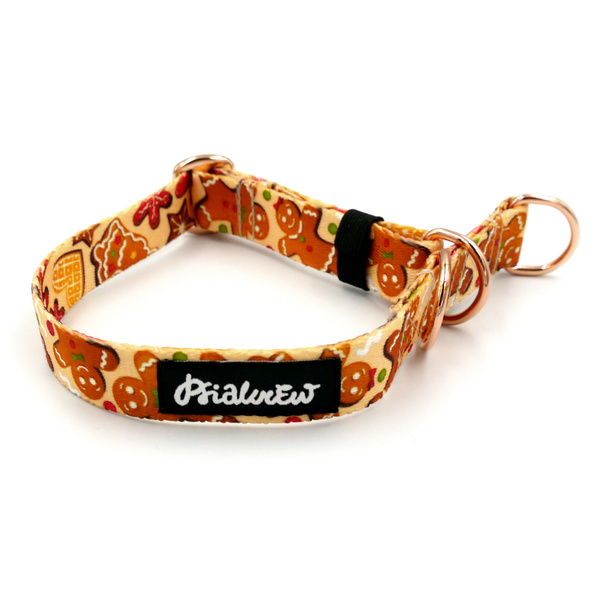 Half-Choke-Halsband Zimt-Lebkuchen, 2 cm breit, für kleine Hunde, goldene Accessoires