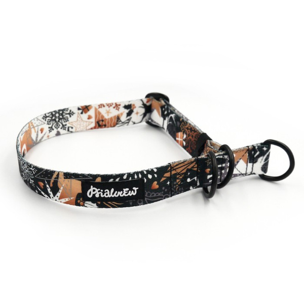 Half-choke collar Deer Calls, 2.5 cm wide, medium and big dogs, black extras