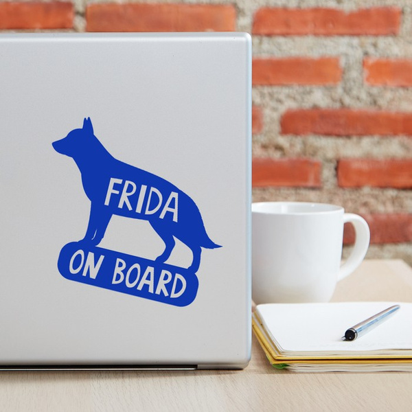 Car sticker with the name of the German Shepherd Dog On Board Psiakrew