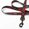 Smycz spacerowa miejska dla Psa Tartan Psiakrew szerokość 2,5 cm, duży czarny karabińczyk 8cm