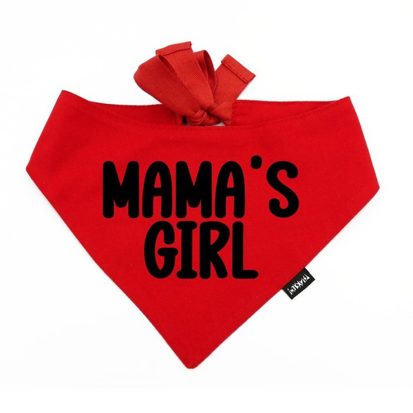Bandana dla psa MAMA'S GIRL Psiakrew, personalizowana wiązana chusteczka, czerwona bandana apaszka 