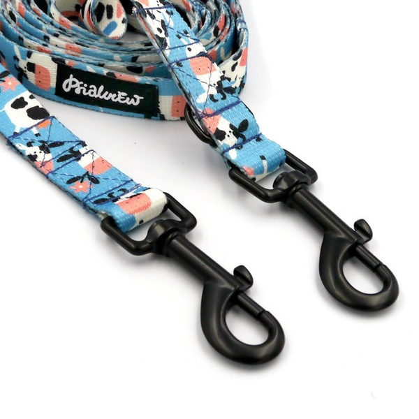 Long Dog Leash Spotted Cow width 2 cm (0.78") wide, , black snap hook