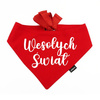 Bandana dla Psa Wesołych Świąt Psiakrew, personalizowana chusteczka, czerwona apaszka dla pupila
