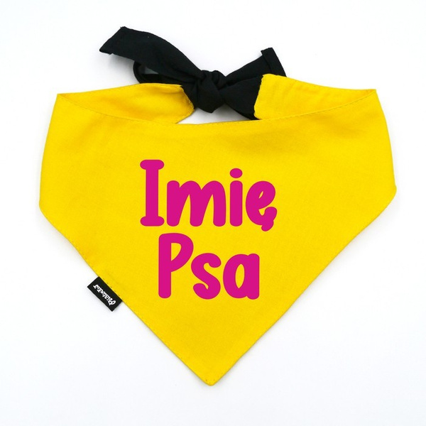 Bandana with the name of the Dog Psiakrew, personalized tied handkerchief, yellow bandana scarf