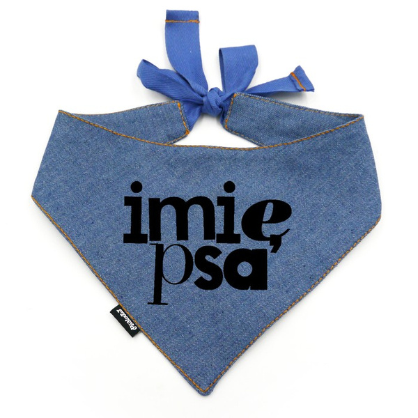 Denim Bandana with the name of the Dog Psiakrew, personalized tied handkerchief, punk rock style