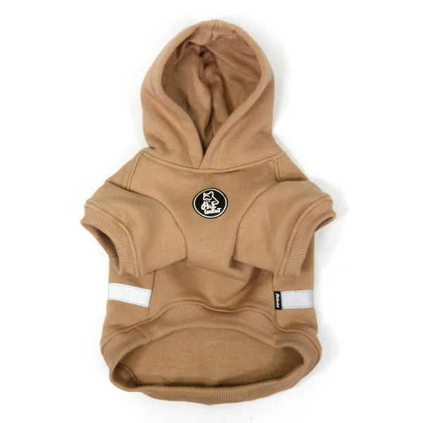 Beige Dog Hoodie Psiakrew, reflective inserts