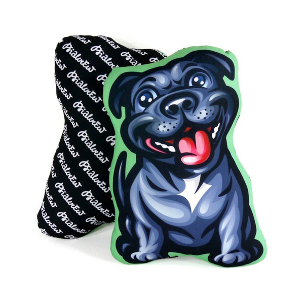 Staffordshire Bull Terrier Black Dog Decorative Pillow Cushion Stuffed Doggy cuddly mascot