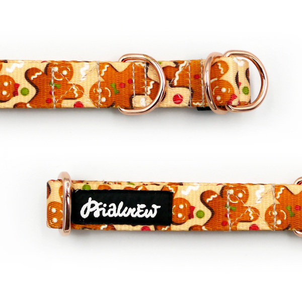 Half-Choke-Halsband Zimt-Lebkuchen, 2 cm breit, für kleine Hunde, goldene Accessoires