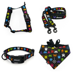 ACCESSORY KIT. Medium dog. Psiakrew Invaders Series; Collar, Harness, Leash, Bandana