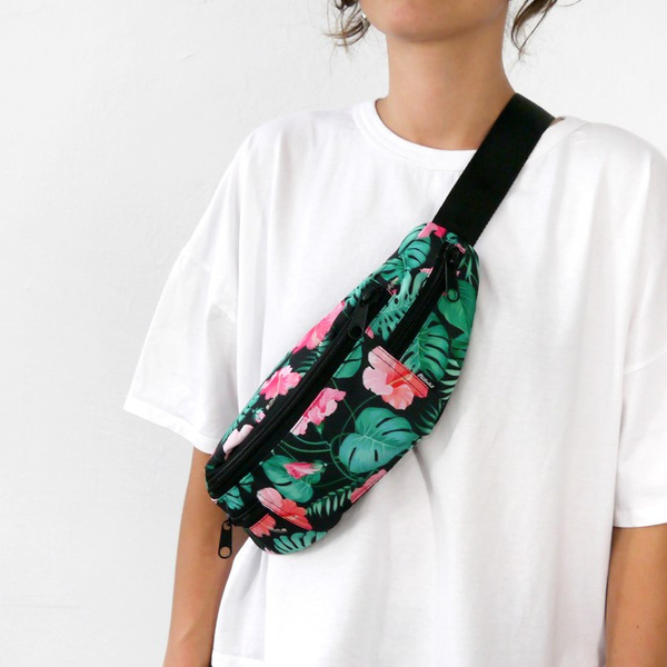 Fanny Pack Hip Bag Tropical Monstera, Bum Bag Psiakrew
