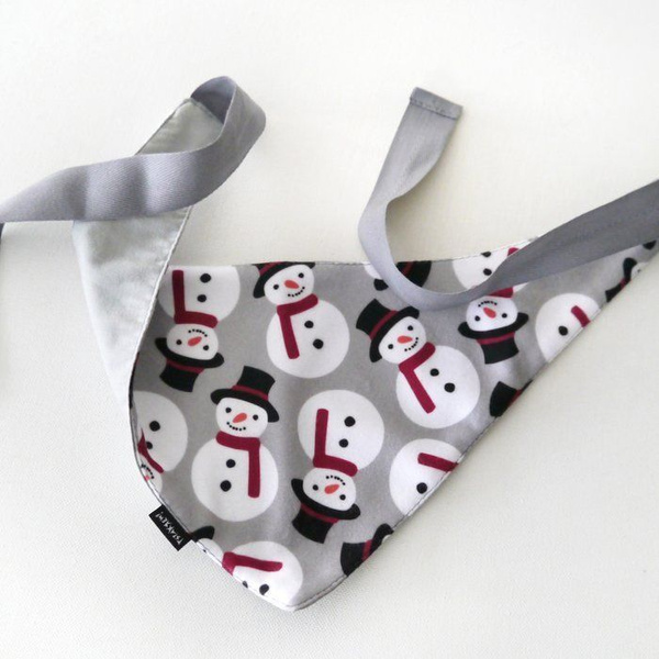 Premium Dog Bandana Snowman handkerchief style to tie around your pet’s neck gray