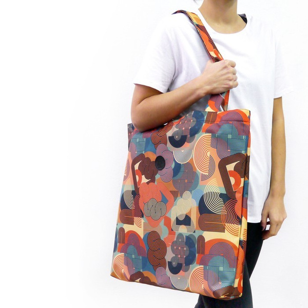 Large Shoulder Bag Geo Snake Psiakrew, voluminous colorful bag