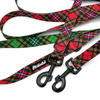 Długa smycz dla psa przepinana w szkocką kratę Tartan Psiakrew, 2,5 cm karabińczyk 8 cm czarny