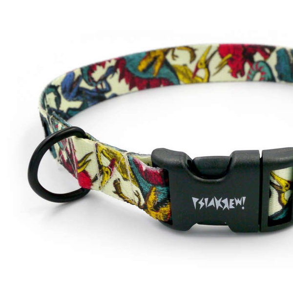 Dog Collar Psiakrew Jurassic Bark 2.5 cm, 1" wide, black extras