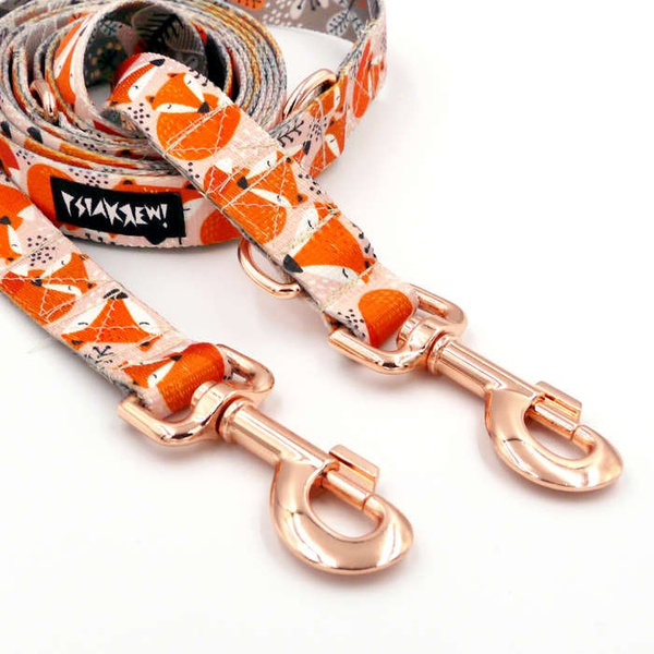 Dog Leash Foxy Lady width 2.5 cm, 1"  wide. pink gold, big snap hook 8 cm