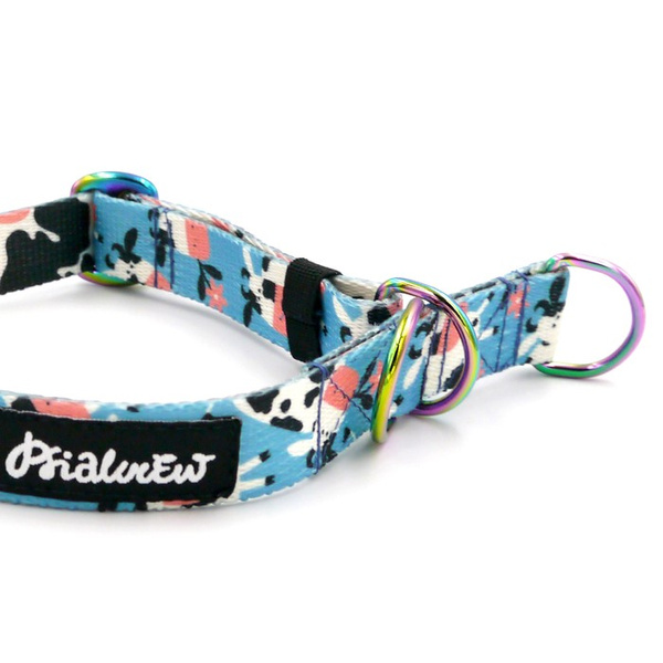 Half-choke collar Spotted Cow Psiakrew, 2 cm wide, for small dogs, Holo extras