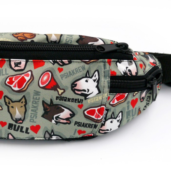 Fanny Pack Bull Terrier Gourmet Gray Hip Bag Psiakrew