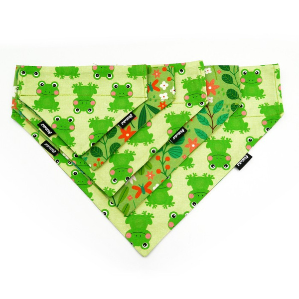 Double-sided bandana for Dog Green Frogs, spring scarf with a tunnel for the collar Psiakrew