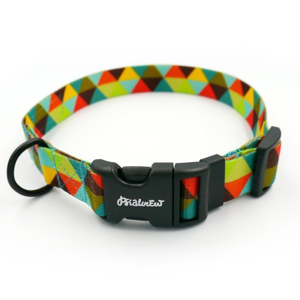 Dog Collar Psiakrew Bermuda Triangle  2.5 cm 1"  wide, black extras