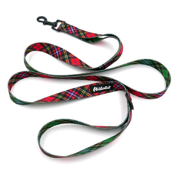 Dog Leash Tartan width 2.5 cm, 1" wide, black snap hook 6 cm