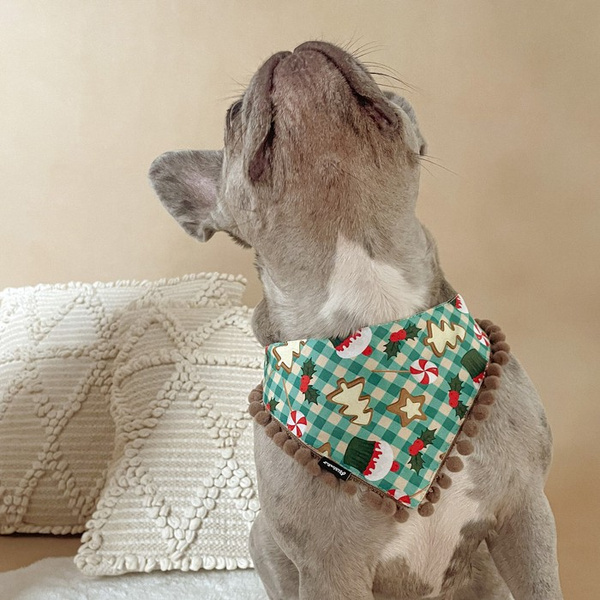 Psiakrew Hundebandana, gebundenes Taschentuch, Weihnachtsmotive Yam, Bommeln