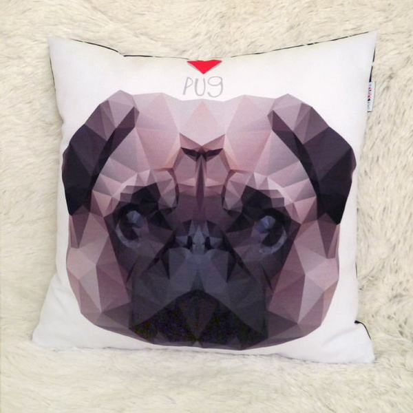 Decorative Pillow I love Pug, Mops Tłuścioszek