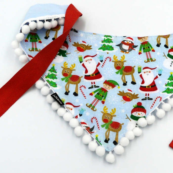 Santa Claus Dog Bandana handkerchief style to tie around your pet’s neck
