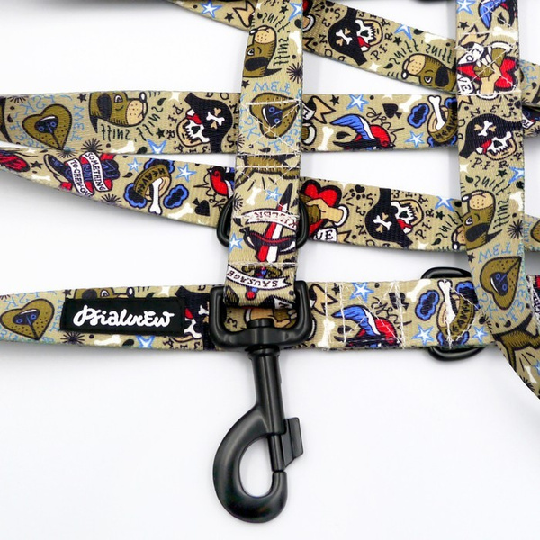 Dog Leash Dog Tattoo Flash width 2.5 cm, 1" wide, snap hook black 8cm