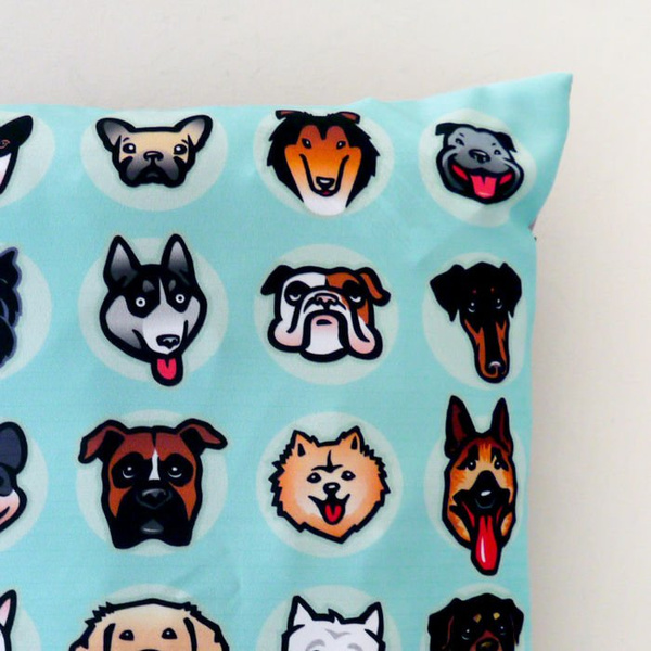 Pillow Colored Dogs Decorative Cushion Mint Psiakrew