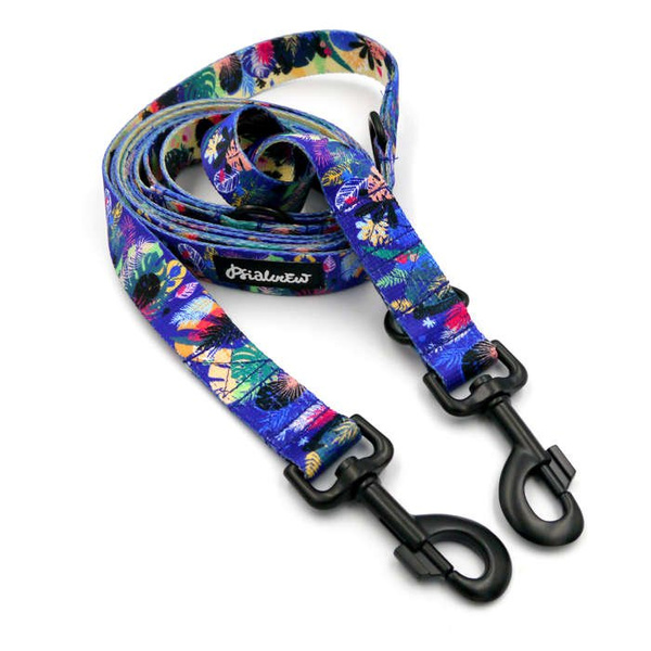 Dog Leash Magic Jungle width 2.5 cm, 1" wide, big black snap hook 8 cm