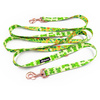Dog Leash Green Frogs width 2.5 cm, 1" wide, pink gold, big snap hook 8 cm