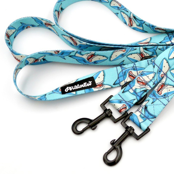 Hundeleine Shark Psiakrew, Breite 2,5 cm, Karabiner 6 cm schwarz