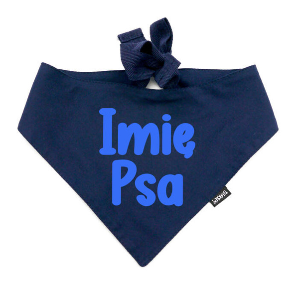 Bandana with the name of the Dog Psiakrew, personalized tied handkerchief, dark blue bandana scarf